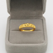 KZD老鳳凰999時(shí)尚日韓沙金戒指男女情侶對戒活口鍍金結婚仿真黃金戒 厚金滿(mǎn)天星戒指窄版老鳳祥同款