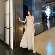 HUALIN FASHION法式優(yōu)雅小蕩領(lǐng)條紋連衣裙夏日氣質(zhì)穿搭 條紋連衣裙+吊帶 M