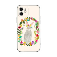 萬浮生可愛碎花兔子文藝少女適用iPhone XS Max蘋果16軟殼15pro/14手機殼678plus 花環(huán)灰兔-液態(tài)炫酷黑殼 iPhone 6s Plus