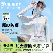 相伊戀人防曬衣女25年夏季新款冰絲防紫外線寬松薄款開衫外套小個(gè)子防曬服 愛麗絲藍(lán) 【原紗面料UPF300+】 均碼 【適合80-150斤】