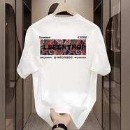 Lee Srtroi短袖男生夏季t恤新款美式夏天潮牌半袖寬松情侶純棉上衣體恤男款 珍珠白 S （100-125斤）