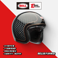 BELL經(jīng)典復(fù)古3/4頭盔Custom500四季碳纖維摩托車機(jī)車頭盔騎行通風(fēng)透氣 Custom500-格子黑金 L碼(適合55-56cm頭圍)