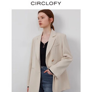 CIRCLOFY瑟夕廓形簡約西裝小外套女裝2025春季新款設(shè)計感氣質(zhì)女士休閑西服 米白色 S 100-110斤