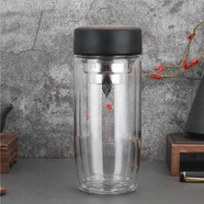 亞泰（YATAI）亞泰雙層玻璃杯子茶杯鵝蛋杯水杯泡茶玻璃杯雙層家300maposl500m 230ml亞泰4181木紋色