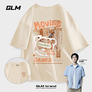 GLM敖瑞鵬代言ins潮牌T恤短袖男純棉港風(fēng)復(fù)古青少年男裝寬松半袖體恤 純棉【淺米 埃及壁畫】 L
