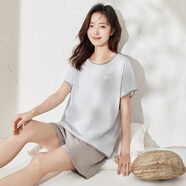 頂瓜瓜頂呱呱睡衣女夏純棉短袖可外情侶穿家居服套裝女卷舒藍170