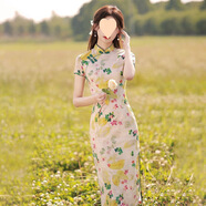HUALIN FASHION改良旗袍2025年春季新款粉色茶服年輕款少女中國風(fēng)長(cháng)款秋冬連衣裙 印花 116 2XL 建議130-145斤