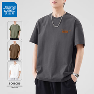 真維斯（JEANSWEST）純棉短袖男士t恤2025新款夏季港風(fēng)潮流穿搭半袖青少年五分袖上衣 深灰 永恒標簽_K 4XL