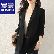 羅蒙（ROMON）輕奢女裝 韓版小西裝外套女春秋2022秋季新款高級(jí)感時(shí)尚氣質(zhì)西服 黑色西裝 2XL