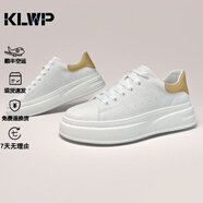 KLWP香港男鞋子真皮小白鞋男潮2025春款百搭板鞋休閑運動(dòng)老爹鞋子 杏色 38