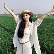 凰巣白色防曬襯衫外套女夏季2025新款寬松開(kāi)衫外搭氣質(zhì)上衣薄款襯衣 白色L（清涼感） 115-125