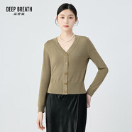 深呼吸DEEP BREATH女裝V領(lǐng)天絲三醋酸蔥紗針織開(kāi)衫女A400713 迷迭香綠 M (3)