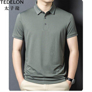太子龍（TEDELON）新款夏季短袖T恤男寬松POLO衫翻領爸爸中老年休閑薄款上衣 青巖綠 M