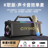賜克大功率無線藍牙音箱話筒K歌一體機音響家用KTV便攜式戶外重低音炮 黑色單嘜麥克風免調試開機即用