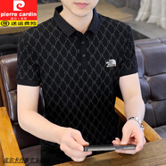 皮爾卡丹冰絲t恤男士短袖2024新款夏季半袖Polo 衫男青年純色翻領(lǐng)高端體恤 黑色YH2307 （冰感棉）   薄款 2XL (135-150斤)