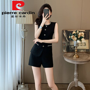 皮爾卡丹（pierre cardin）夏季名媛千金風(fēng)洋氣時(shí)尚小香風(fēng)套裝女小個(gè)子休閑顯瘦短褲兩件套女 黑色套裝【氣質(zhì)款】今年流行的輕 S