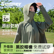 相伊戀人防曬衣女冰絲防紫外線寬松防曬服25年夏季新款小個(gè)子涼感開衫外套 蒼柏綠- UPF50+ 【黑膠大帽檐】 均碼 【80-140斤】