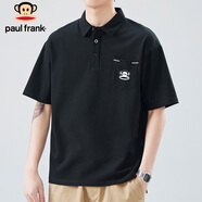 大嘴猴（paul frank）短袖男夏季寬松翻領(lǐng)t恤男士POLO衫休閑上衣男裝外套 黑色 3XL