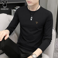 花花公子（PLAYBOY）長袖T恤男春夏季衛(wèi)衣男士休閑男裝純色上衣服內(nèi)搭打底衫