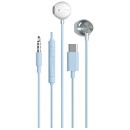 聯(lián)想（Lenovo）電競(jìng)級(jí)Type-C有線耳機(jī)入耳式圓孔接口游戲聽(tīng)聲辨位高清麥克風(fēng)高音質(zhì)適用于蘋果華為手機(jī) 藍(lán)色【Type-C插頭】
