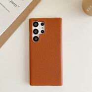 三星（SAMSUNG）【原裝品質(zhì)】S23Ultra荔枝紋手機(jī)殼S20殼S21保護(hù)套S22簡約note20 荔枝紋 棕色 三星A22