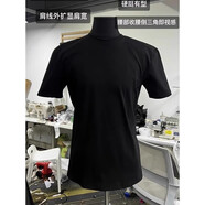 主意范（ZHUYIFAN）王嘉爾同款白色收袖口t恤男美式修身顯肌肉健身短袖彈力收腰半袖 黑色【修身顯瘦】 推薦指數(shù) L 115至130斤可穿