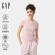 Gap【EasyChill系列】女裝2024夏季防曬涼感透氣易打理T恤540508 粉色 S (160/80A) 亞洲尺碼
