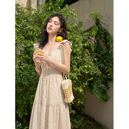 謎秀波點(diǎn)連衣裙女2025夏季新款法式氣質(zhì)感小飛袖小個(gè)子長(zhǎng)裙 波點(diǎn) S