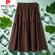皮爾卡丹（pierre cardin）冰絲半身裙夏季薄款百搭大碼2025新款高腰顯瘦休閑大擺垂感中長(cháng)裙 咖啡色 【冰感舒適+有口袋】 3XL 150-170斤