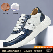 名郎 MELLEN男鞋2025夏季新款真皮透氣減震輕便運(yùn)動(dòng)板鞋男士增高休閑小白鞋子 極光藍(lán)色 【高端品質(zhì)】限量款 42 (260mm)