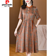 皮爾卡丹（pierre cardin）中年媽媽裝夏裝連衣裙中袖碎花上衣氣質(zhì)中老年女裝中長(cháng)款裙子夏季 花色 XL 【建議80-110斤 】
