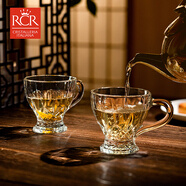 RCR進(jìn)口水晶玻璃小茶杯帶把手女士精致主人杯個(gè)人咖啡品茗杯喝茶杯子 【傲柏】175ml水晶帶耳茶杯2只裝