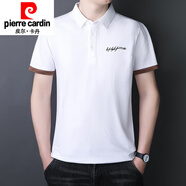 皮爾卡丹（pierre cardin）冰絲短袖t恤男士翻領(lǐng)休閑Polo汗衫2025夏季薄款潮流寬松半袖上衣 HTLB-P82-白色 M