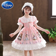 迪士尼（Disney）女童洛麗塔裙子新款夏季雪紡印花宮廷風(fēng)兒童公主裙寶寶連衣裙洋氣 粉色 120 cm