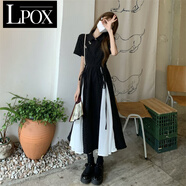 LPOX裙子中式旗袍國(guó)潮連衣裙夏季新款復(fù)古高級(jí)氣質(zhì)設(shè)計(jì)感連衣裙女 黑色 M 【90-100斤】