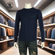 ANDSEEYOU 品牌男士長(cháng)袖T恤 秋冬季新款時(shí)尚休閑圓領(lǐng)上衣青年百搭印花體恤 藏藍色 M