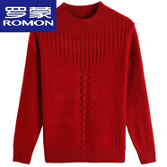 羅蒙（ROMON）高檔羊毛衫秋冬季新款加絨加厚半高領(lǐng)套頭毛衣女短款寬松內搭長(cháng)袖 紅色【加絨】 加厚 XL 建議【120-130】斤