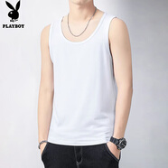 花花公子（PLAYBOY）背心男士冰絲夏季打底汗衫運動(dòng)健身無(wú)袖寬松休閑上衣T恤坎肩