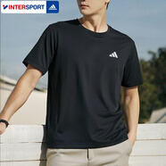 阿迪達(dá)斯（adidas）短袖男 25夏季新款運(yùn)動服男健身訓(xùn)練透氣快干寬松圓領(lǐng)跑步休閑t恤 黑色/冰絲快干/店長主推 3XL (190/120A)