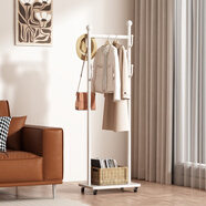 庭許現代時(shí)尚衣帽架落地臥室掛衣架可移動(dòng)多功能室內掛衣桿簡(jiǎn)約衣服架 630【加粗加高-帶輪】白色48CM