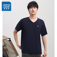 真維斯（Jeanswest）JW時(shí)尚V領(lǐng)短袖男裝T恤套頭衫百搭男士舒適衣服上衣潮 寶藍(lán)色2680 S 170/88A