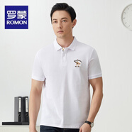 羅蒙刺繡短袖t恤男純棉高端正品牌男裝新款polo衫男裝半袖翻領(lǐng)體恤衫 白色 2XL