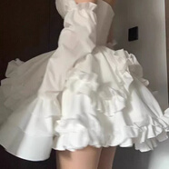 XCFREHT生日小禮服裙輕奢小眾在逃公主裙蓬蓬裙氣質(zhì)抹胸連衣裙 白色+裙撐 M