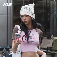 MLB官方 虞書(shū)欣同款學(xué)院風(fēng)撞色復(fù)古膠片短袖短款T恤25夏季新款TSV08 波士頓紅襪隊(duì)/麻紫色 M