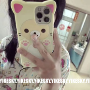 FANCYCHIC可愛呆萌小熊貓咪蘋果15手機殼iPhone14/13網(wǎng)紅xr/xs/11Pro女7p8p 硅膠-米色小熊四個貓爪 蘋果6plus/6slus攝像頭偏大
