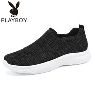 花花公子（PLAYBOY PHYSICAL）鞋子男春季新款聚氨酯輕便爸爸鞋一腳蹬老北京布鞋情侶款休閑鞋 男 B-5135 黑色 40