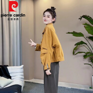 皮爾卡丹（pierre cardin）工裝牛仔外套2025春秋新款女士短外套短款小個子上衣夾克洋氣女裝 姜黃色 M (建議100斤以內(nèi))