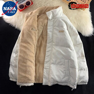 NASALIKE雙面穿棉衣男秋冬季韓版潮流寬松仿羊羔絨棉服潮牌棉襖毛絨外套 【高質(zhì)量雙面穿】MY16米白色 XL
