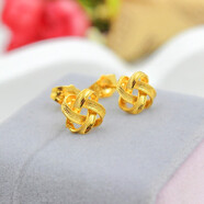 MHFDO女簡(jiǎn)約仿黃金花朵耳環(huán)氣質(zhì)甜美防過(guò)敏女士 中國結耳釘