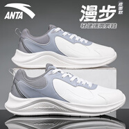 安踏（ANTA）男鞋運動鞋子男2025秋季新款皮面跑步鞋戶外防潑水緩震休閑旅游鞋 漫步-白/霧灰 40